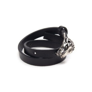 leather-bracelet-silver-lion-side-18277 Genuine leather bracelet with silver lion