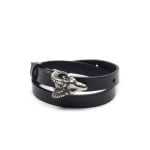 Genuine Leather Bracelet with Silver Ram