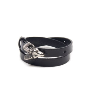 leather-bracelet-silver-ram-side-18357 Genuine leather bracelet with silver ram