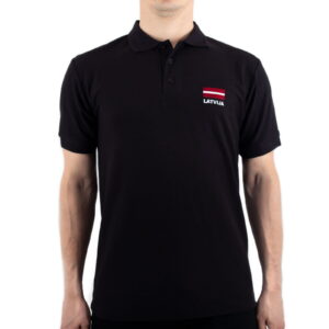 Men's polo shirt "latvija - national flag", black