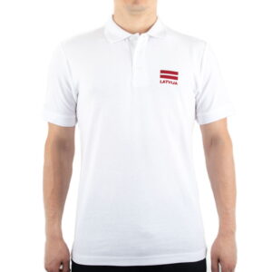 Men's polo shirt "latvija - national flag", white
