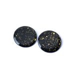 Paper Button Earrings, Black with Gold
