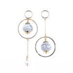 Paper Earrings with River Pearl, Asymmetrical Bars