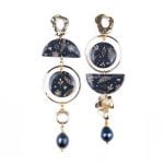 Paper Earrings with River Pearl and Flower