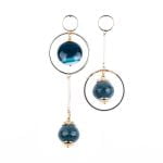 Paper Earrings with Tourmaline, Asymmetrical Bars