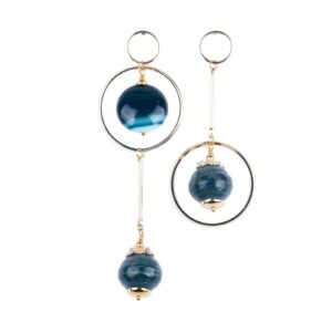 Paper earrings with tourmaline, asymmetrical bars