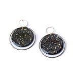 Round Paper Earrings with Frame, Black with Gold