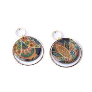 Round paper earrings with frame, colorful