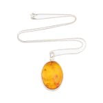 Amber Pendant with Silver Chain