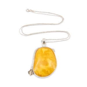 Amber pendant with silver chain