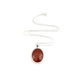 Amber Pendant with Silver Chain