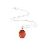Amber Pendant with Silver Chain