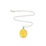 Amber Pendant with Silver Chain