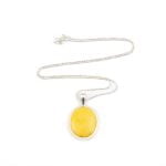 Amber Pendant with Silver Chain