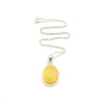 Amber Pendant with Silver Chain