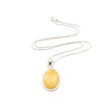 Amber Pendant with Silver Chain