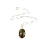 Amber Pendant with Silver Chain