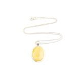 Amber Pendant with Silver Chain