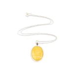 Amber Pendant with Silver Chain