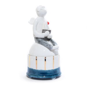 Ceramic dish with lid "angel with boat", ⌀ 9.5 cm