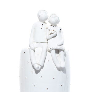Ceramic vase "angel couple with flower", 40 cm