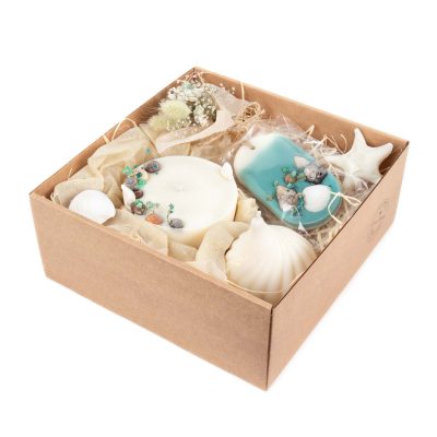 Aroma gift set – soy wax candles and sachets, mango and lime
