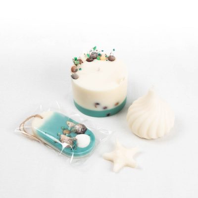 Aroma gift set – soy wax candles and sachets, mango and lime