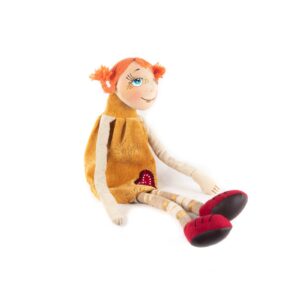 Smiling girl with orange braids - cute and adorable stuffed toy