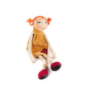 Smiling girl with orange braids - cute and adorable stuffed toy