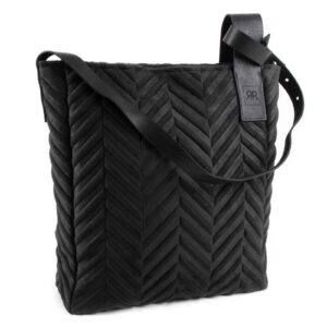 Leather and neoprene shoulder bag, black