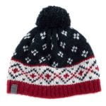 Knitted Wool Hat with Pattern and Pom Pom, Black