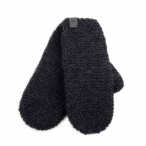 Knitted wool mittens, dark grey