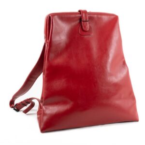 Leather backpack, red