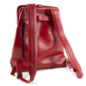 Leather backpack, red