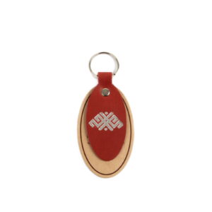 Leather keychain with mārtiņš sign