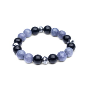 Natural stone bracelet, angelite and onyx
