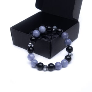 Natural stone bracelet, angelite and onyx