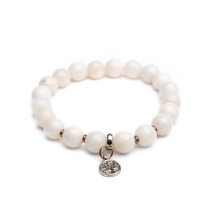 Natural stone bracelet, white chalcedony