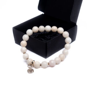 Natural stone bracelet, white chalcedony