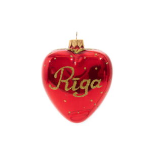 Christmas tree ball "riga - old town", heart-shaped, red