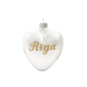 Christmas tree ball "riga - old town", heart-shaped, white