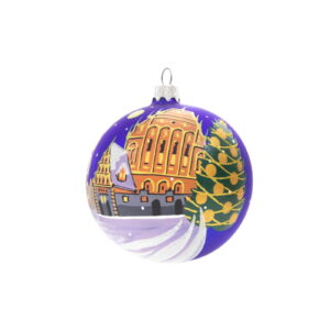 Christmas tree ball "riga - town hall square", Ø 8 cm, blue