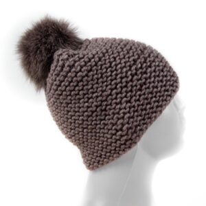 knitted-wool-hat-with-fur-pom-pom-brown-side-29353 Knitted wool hat with fur pom pom, brown