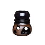 Ceramic Aroma Lamp with Stars, Matte Brown, 10.5 cm