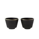 Ceramic Espresso Cup Set, Matte Black with Gold Edge, 100 ml