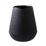 Ceramic Vase, Matte Black with Glossy Black Edge, 185x225 mm