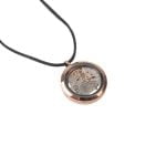 Pendant with Watch Mechanism, Copper Color Frame, Ø 3 cm