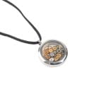 Pendant with Watch Movement Gears, Silver Color Frame, Ø 3 cm