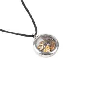 pendant-with-watch-movement-gears-silver-color-frame-back-31661 Pendant with watch movement gears, silver color frame, Ø 3 cm