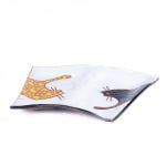 Ceramic Appetizer Plate with Cat Motif, White, 25x19 cm